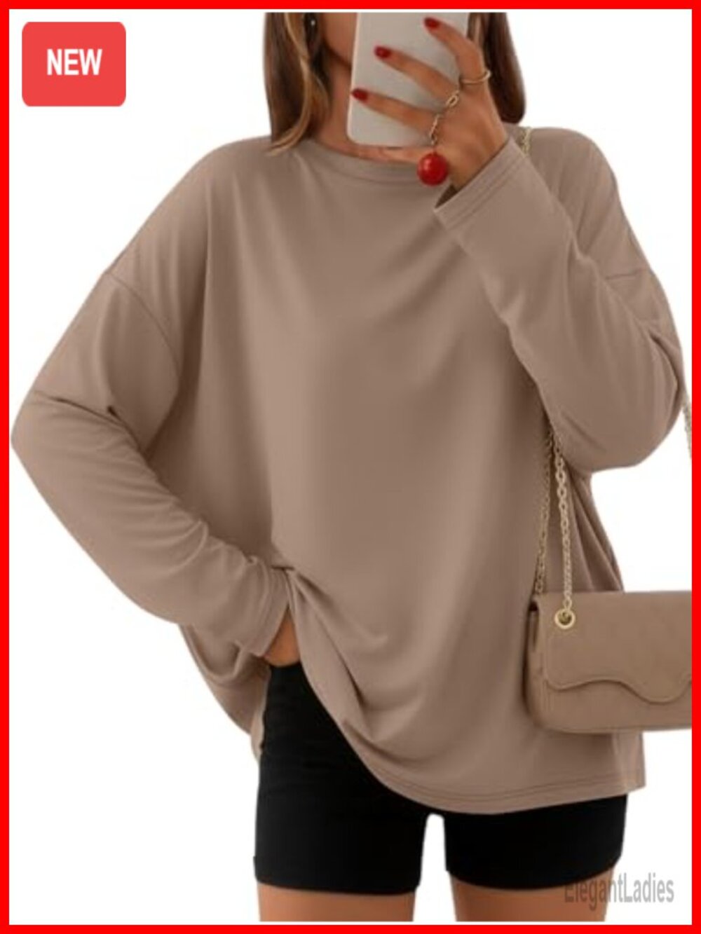Oversized Long Sleeve Crewneck T-Shirt Casual Top
